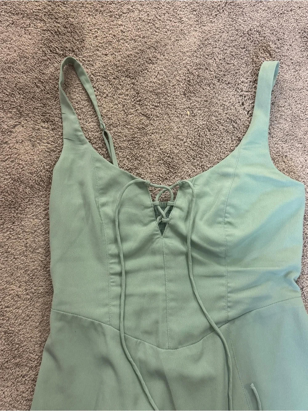 Abercrombie & Fitch Mint/Sage Green Lace-Up Midi Dress